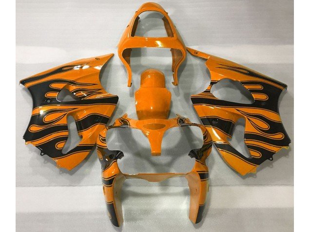 00-02 Arancione & Nero Fiamma Kawasaki ZX6R Carene Moto