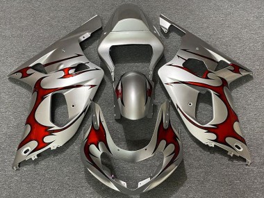 01-03 Argento Lucido & Rosso Suzuki GSXR 600-750 Carene Moto