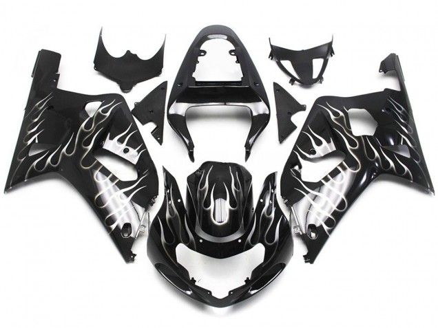 01-03 Bianco & Nero Lucido Fiamma Suzuki GSXR 600-750 Carene Moto 01-03 Bianco & Nero Lucido Fiamma Suzuki GSXR 600-750 Carene Moto