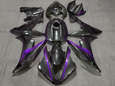 04-06 Fibra Di Carbonio Stile W Viola Yamaha R1 Carene Moto