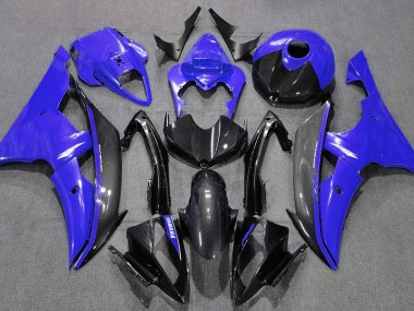 08-16 Blu Lucido & Fibra Di Carbonio Yamaha R6 Carene Moto