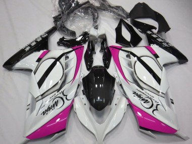 13-18 Bianco Lucido & Rosa Kawasaki Ninja 300 Carene Moto